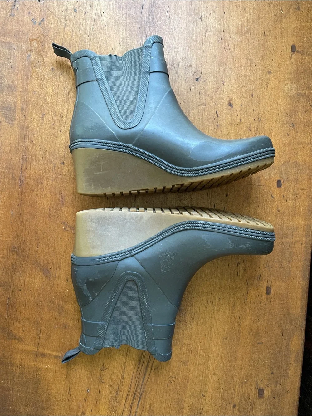 Tretorn Plask Mid Gray Wedge Rain Boots Size 7.5